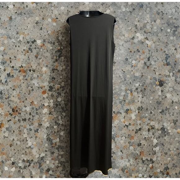 Chico's 2 (US Large) Maxi Dress Cowl Neck Sleeveless Black Sheath Gown - Picture 2 of 12